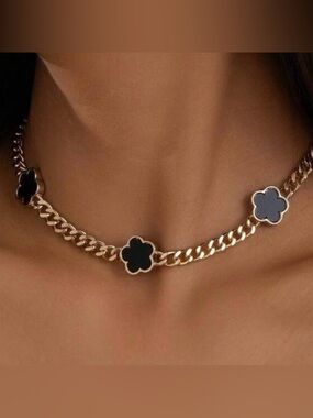 Target Gold-Tone Chain Choker with Black Clover Accents